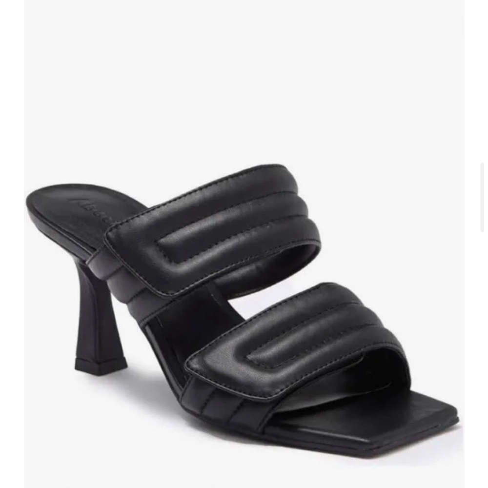 ABOUND QUARLY BLACK QUILTED PUFFER SQUARE TOE BLACK SANDAL SIZE 7M